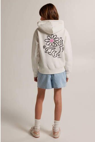 America Today hoodie met backprint wit Sweater Meisjes Katoen Capuchon 122 128