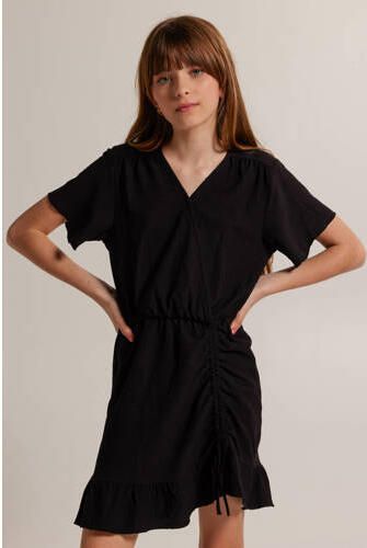 America Today jurk zwart Meisjes Polyester V-hals Effen 122 128 - Foto 2