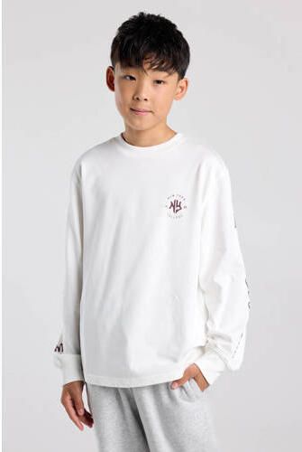 America Today longsleeve met backprint wit donkerrood Jongens Katoen Ronde hals