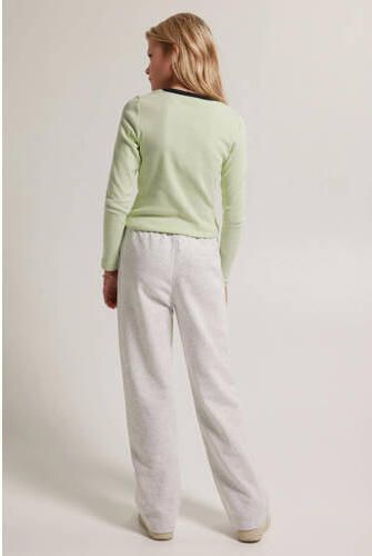 America Today longsleeve met tekst limegroen Meisjes Katoen Ronde hals 134 140
