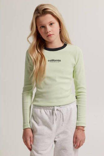 America Today longsleeve met tekst limegroen Meisjes Katoen Ronde hals 134 140 - Foto 3