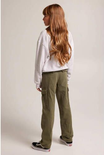 America Today straight fit cargobroek Paloma JR groen Meisjes Katoen Effen 122 128
