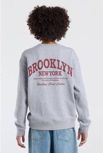 America Today sweater met backprint grijs Backprint - Foto 4