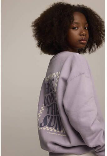 America Today sweater Saar JR met backprint offwhite Paars Backprint 146 152