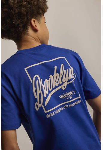 America Today T-shirt Errol JR met backprint koningsblauw Jongens Katoen Ronde hals 146 152
