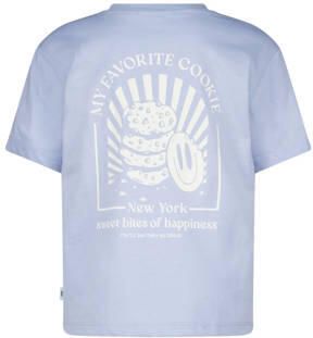 America Today T-shirt met backprint babyblauw Meisjes Katoen Ronde hals 134 140