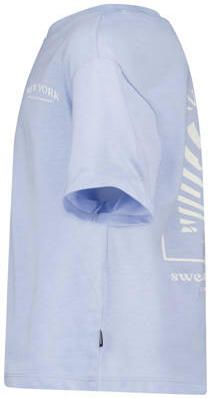 America Today T-shirt met backprint babyblauw Meisjes Katoen Ronde hals 134 140 - Foto 2