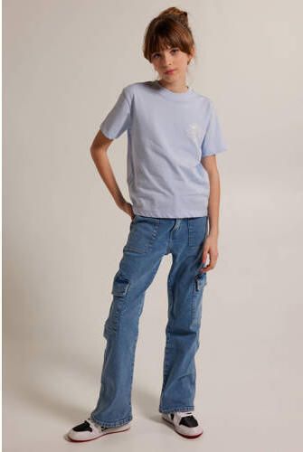 America Today T-shirt met backprint Blauw Meisjes Katoen Ronde hals Backprint 134 140
