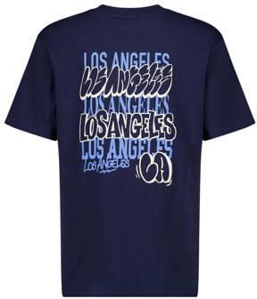 America Today T-shirt met backprint donkerblauw Jongens Katoen Ronde hals 122 128