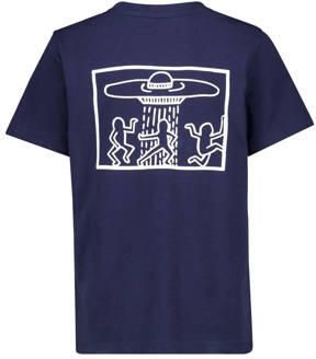 America Today T-shirt met backprint donkerblauw wit Jongens Katoen Ronde hals 122 128