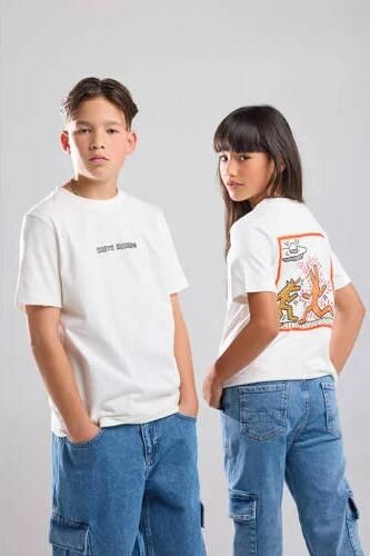 America Today T-shirt met backprint ecru oranje zwart Jongens Katoen Ronde hals 122 128 - Foto 2