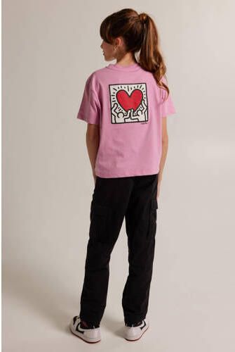America Today T-shirt met backprint roze Meisjes Katoen Ronde hals Backprint 170 176 - Foto 2