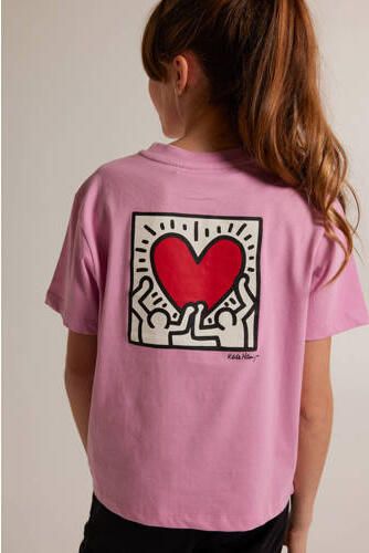 America Today T-shirt met backprint roze Meisjes Katoen Ronde hals Backprint 170 176 - Foto 3