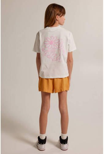 America Today T-shirt met backprint Wit Meisjes Katoen Ronde hals Backprint 134 140