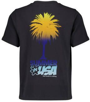 America Today T-shirt met backprint zwart Jongens Katoen Ronde hals Backprint 122 128