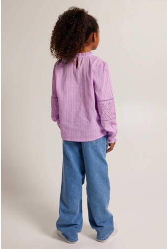 America Today top lila Blouse Paars Meisjes Katoen Ronde hals Effen 122 128