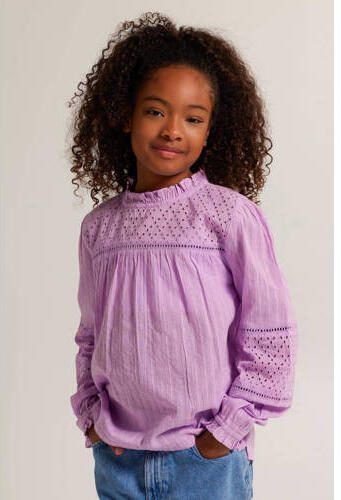 America Today top lila Blouse Paars Meisjes Katoen Ronde hals Effen 122 128 - Foto 2