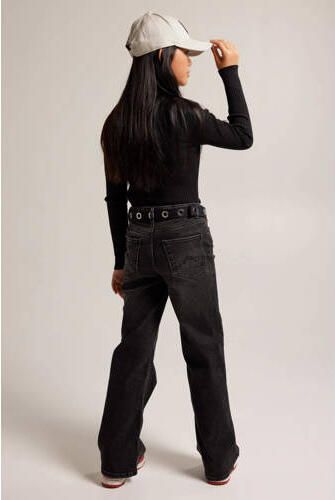 America Today wide leg jeans Olivia JR washed black Zwart Meisjes Stretchdenim 170 176 - Foto 4