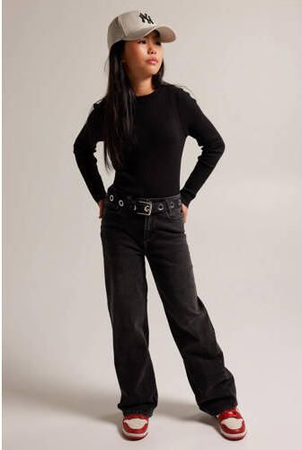 America Today wide leg jeans Olivia JR washed black Zwart Meisjes Stretchdenim 170 176 - Foto 5