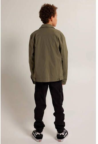 America Today zomerjas olijfgroen Jongens Polyester Overslagkraag Effen 134 140