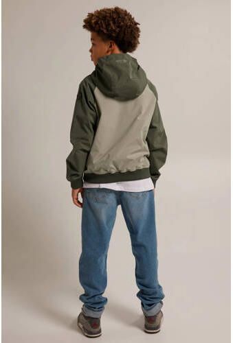 America Today zomerjas olijfgroen lichtgroen Jongens Polyester Capuchon 122 128