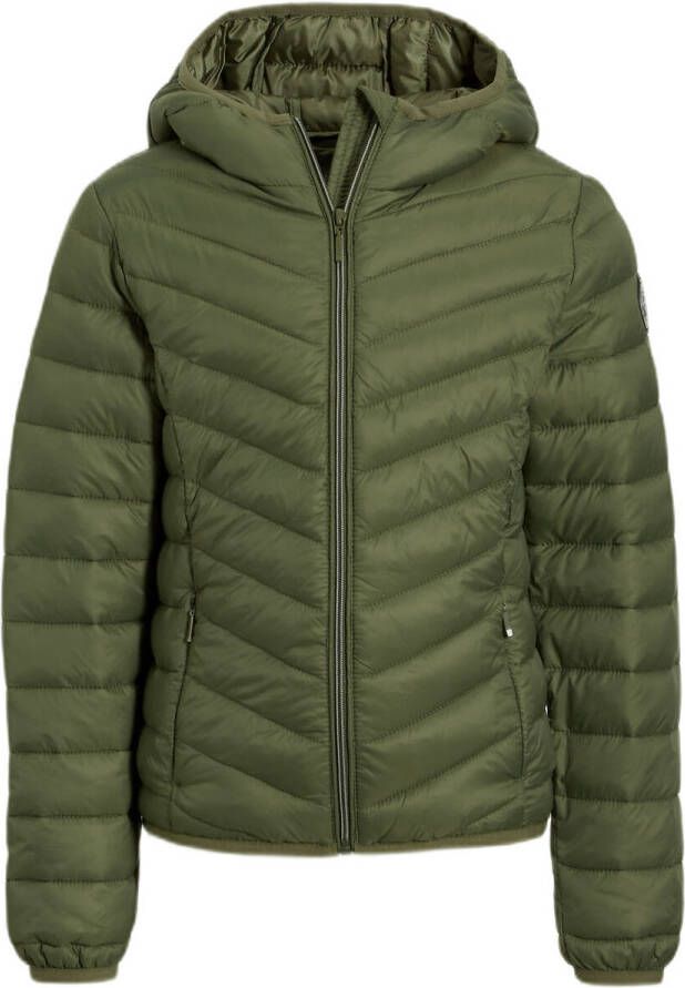 America Today gewatteerde tussenjas Alice kaki Groen Meisjes Nylon Capuchon 146 152