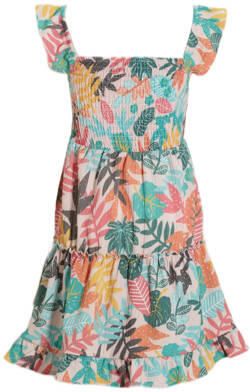 Anytime crinkle jurk met all over print multi Meisjes Polyester Vierkante hals 110 116