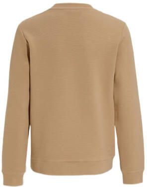 Anytime geribde sweater beige Jongens Katoen Ronde hals Effen 110 116