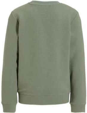 Anytime geribde sweater khaki Groen Jongens Katoen Ronde hals Effen 110 116