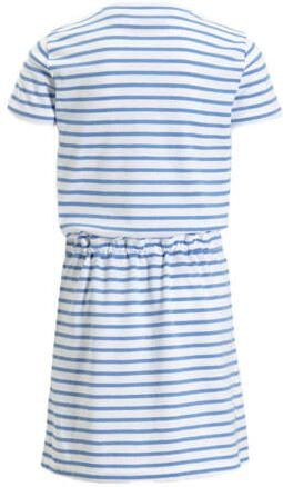 Anytime gestreepte jurk wit blauw Meisjes Katoen Ronde hals Streep 122 128