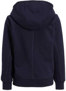 Anytime hoodie met tekstopdruk donkerblauw Trui Jongens Katoen Capuchon 110 116