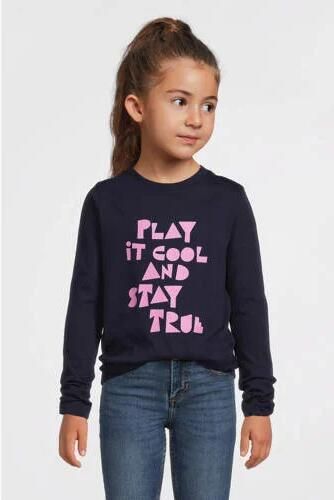 Anytime longsleeve met printopdruk donkerblauw Meisjes Katoen Ronde hals