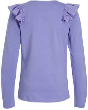 Anytime longsleeve met ruffle paars Meisjes Katoen Ronde hals Effen 134 140 - Foto 2