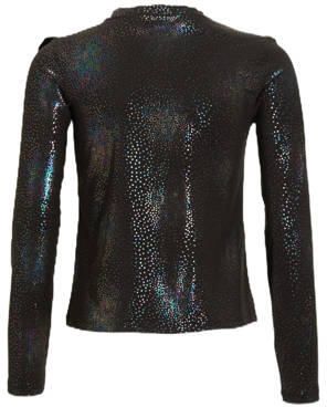 Anytime longsleeve met ruffle zwart Meisjes Polyester Ronde hals Stip - Foto 2