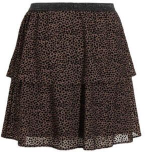 Anytime mesh rok met stippenprint bruin zwart Meisjes Polyester Stip 110 116