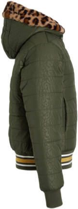 Anytime reversible winterjas bruin khaki Meisjes Polyester Capuchon Panterprint 110 116 - Foto 2