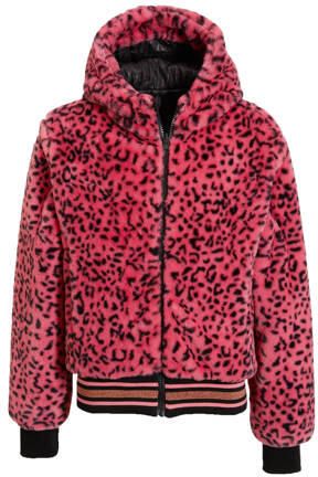 Anytime reversible winterjas roze zwart Meisjes Polyester Capuchon Panterprint 110 116 - Foto 3