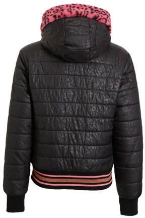 Anytime reversible winterjas roze zwart Meisjes Polyester Capuchon Panterprint 110 116 - Foto 2