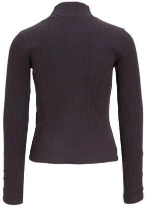 Anytime ribgebreide longsleeve donkerblauw grijs Meisjes Katoen Opstaande kraag 122 128