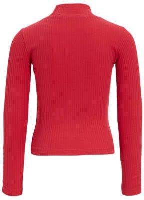 Anytime ribgebreide longsleeve roze Meisjes Katoen Opstaande kraag Effen 110 116