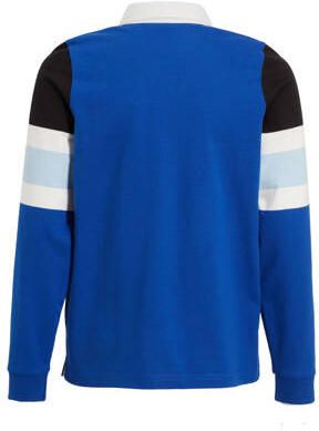 Anytime rugby trui blauw Jongens Katoen Klassieke kraag Streep 110 116