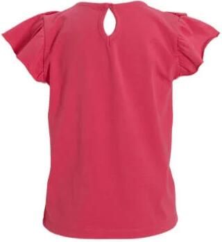 Anytime T-shirt met broderie roze Top Meisjes Katoen Ronde hals Effen 122 128