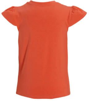 Anytime T-shirt met printopdruk koraalrood Meisjes Katoen Ronde hals Printopdruk 110 116