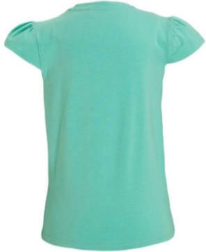 Anytime T-shirt met printopdruk mint Blauw Meisjes Katoen Ronde hals Printopdruk 110 116