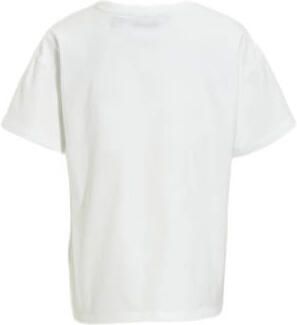 Anytime T-shirt met printopdruk wit Meisjes Katoen Ronde hals Printopdruk 110 116