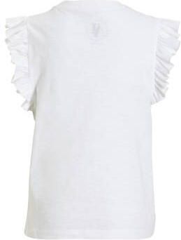 Anytime T-shirt met ruffle print wit Meisjes Katoen Ronde hals Printopdruk 122 128
