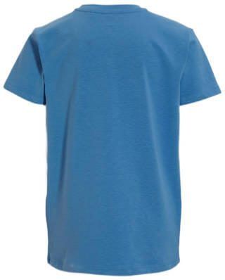 Anytime T-shirt met tekstopdruk blauw Jongens Katoen Ronde hals Tekst 110 116