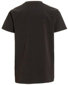 Anytime T-shirt met tekstopdruk donkergrijs Jongens Katoen Ronde hals Tekst 134 140