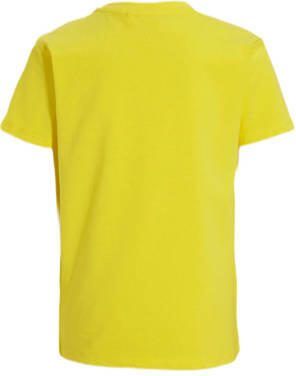 Anytime T-shirt met tekstopdruk geel Jongens Katoen Ronde hals Tekst 110 116