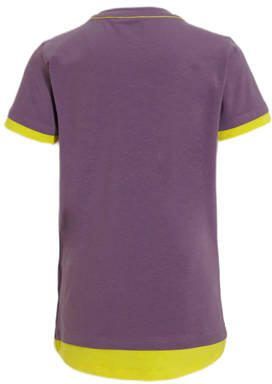 Anytime T-shirt met tekstopdruk paars Jongens Katoen Ronde hals Tekst 110 116
